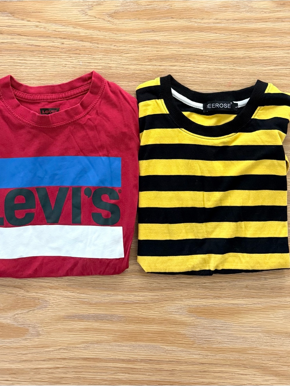Levi's Red Graphic Tee + Yellow & Black Striped Tee Bundle for Kids